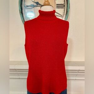 G Collection Sleeves Red Turtle Neck Top